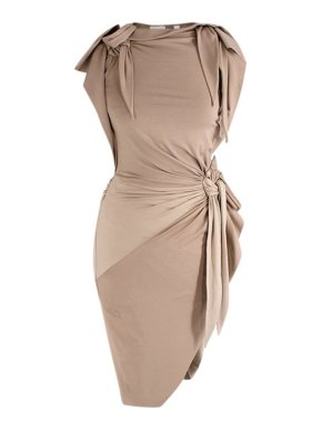 Burberry Camel Stretch Silk Knot Dress