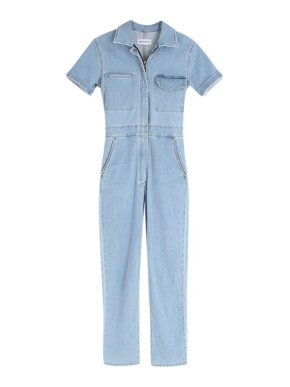 Rivet Utility light-wash stretch-denim jumpsuit