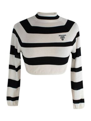 Prada black & white striped fine knit crop top