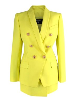 Balmain neon yellow wool twill blazer & mini skirt