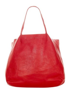 Celine red leather Horizontal Cabas tote bag