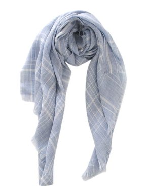MaxMara blue & white plaid alpaca shawl