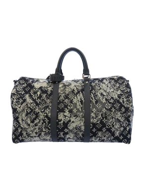 Louis Vuitton black & grey Monogram Tapestry Keepall Bandouliere 50 bag
