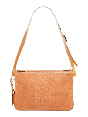 Celine vintage beige suede C Macadam embossed bag