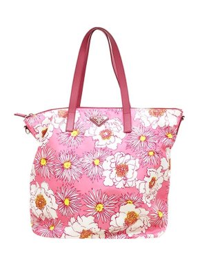 Prada pink floral print nylon Tessuto Stampato bag