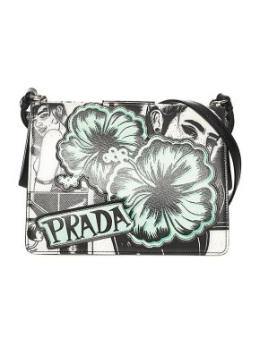 Prada comic print Saffiano leather Light Frame bag