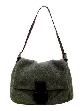 Fendi vintage grey-green knitted wool Baguette bag