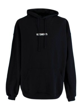 Vetements Black cotton logo hoodie