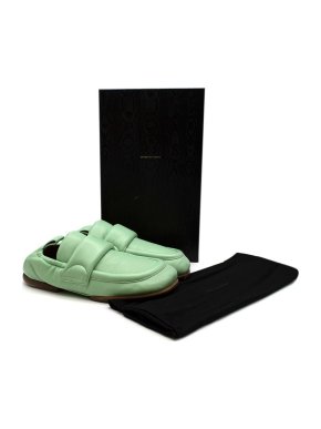 Dries Van Noten mint green padded leather loafers