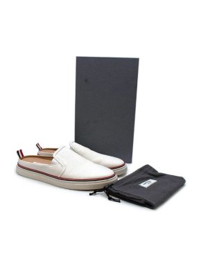 Thom Browne White  Leather Backless Loafers