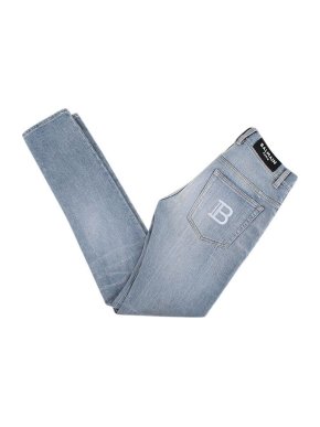 Balmain Distressed Light Blue Slim Jeans