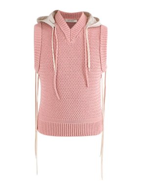 Craig Green pink tweed sleeveless hoodie jumper