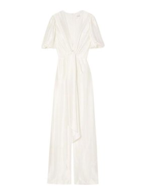 Galvan Eden Knotted Satin Jumpsuit