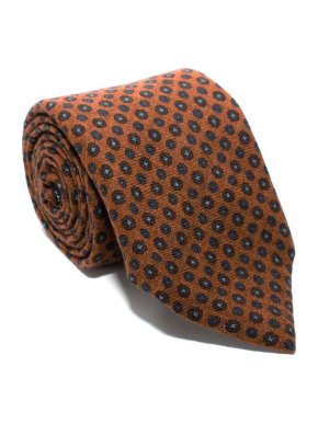 Marzullo Printed Orange Wool Tie