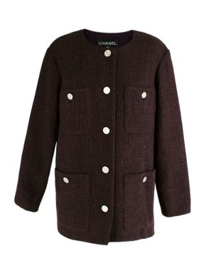 Chanel Burgundy Tweed 4-Pocket Jacket