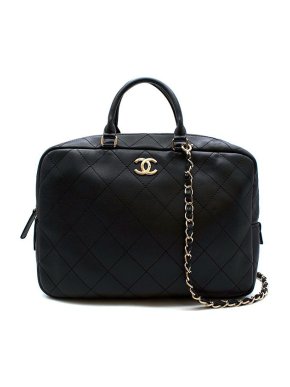 Chanel Black Quilted Lambskin Leather Shoulder/Top handle Bag