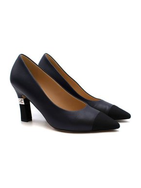 Chanel Black Classic Cap-Toe Navy  Pumps