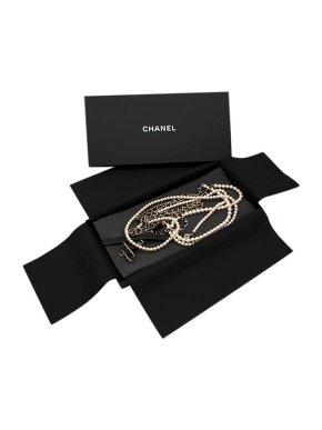 Chanel faux-pearl, leather & chain multi-strand belt