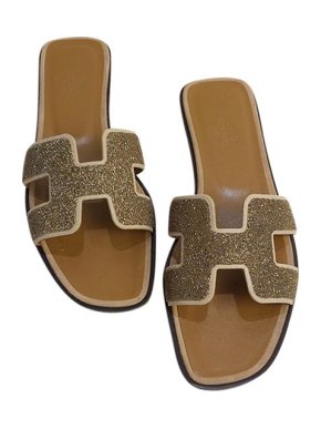 Hermes Crystal Embellished Flat Sandals