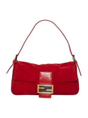 Fendi red suede Mamma Baguette bag