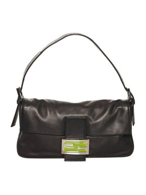 Fendi black leather Mamma Baguette bag