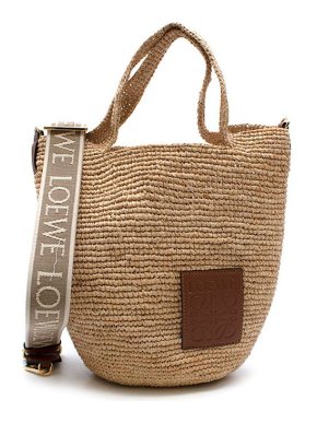 Loewe natural raffia Mini Slit basket tote bag