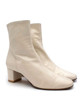 By Far cream stretch leather ankle boots