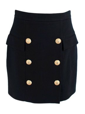 Balmain Black Woven Cotton Mini Skirt