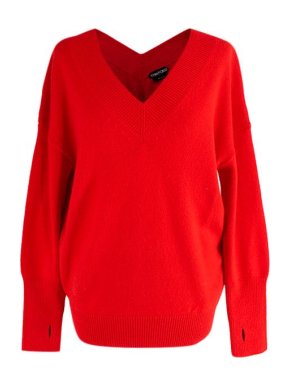 Tom Ford red v-neck cashmere jumper
