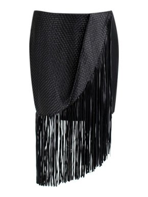 Magda Butrym Black leather fringed skirt