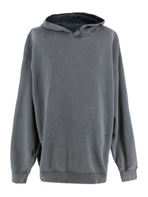 Acne slate blue washed cotton jersey hoodie