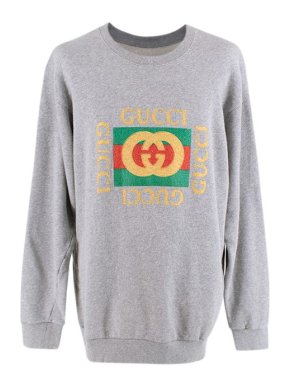 Gucci Flying Tiger Embroidered Grey Cotton Sweatshirt