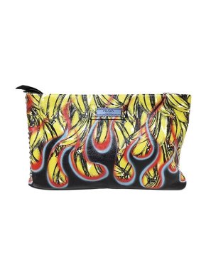 Prada multicolour banana flames print Etiquette wallet on chain