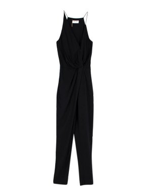 Saint Laurent black plunge front jumpsuit