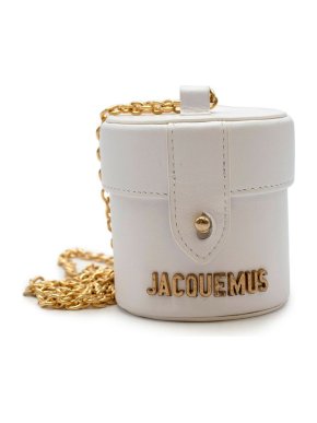 Jacquemus white leather Le Vanity mini chain strap bag