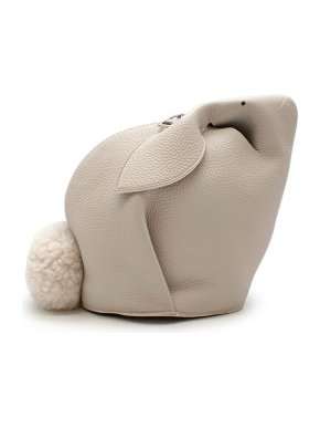 Loewe pearl grey leather & shearling Bunny bag