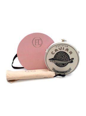 Olympia Le Tan Caviar White Canvas Clutch Bag