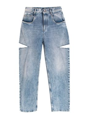 Maison Martin Margiela mid-wash denim cut-out high rise jeans