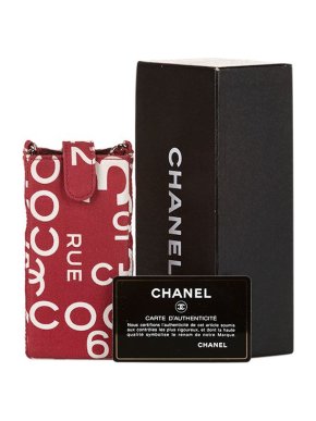 Chanel red & white canvas Sea Line mini crossbody bag