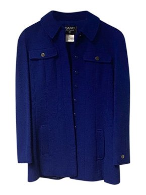 Chanel Blue Boucle Tweed Vintage Jacket