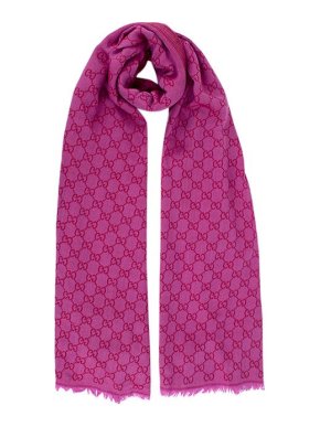 Gucci pink & red GG Supreme wool shawl