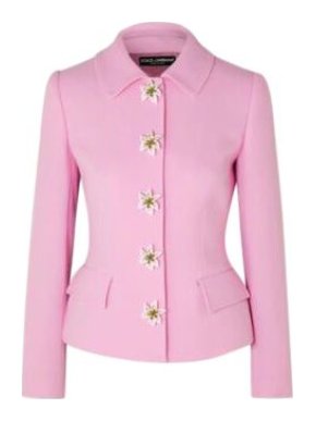Dolce & Gabbana Pink Wool Crepe Lilium Tailored Jacket