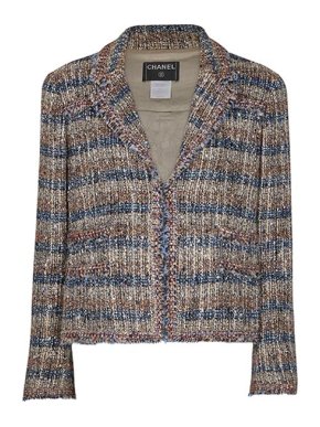 Chanel Blue Tweed Tailored Jacket