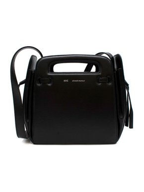 Ami Black Leather Accordéon Tote Bag