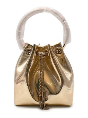 Jimmy Choo Gold Mirrored Leather Bon Bon Bag