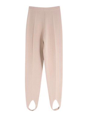 Nanushka beige stretch-knit Lia stirrup trousers