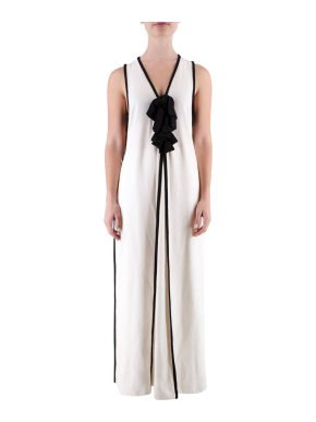 Chanel SS21 Runway White & Black Long Tunic Dress & Wide Leg Pants