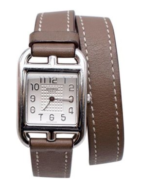 Hermes Etoupe Cape Cod Double Tour 31mm Watch PHW