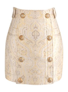 Balmain Yellow Damask Jacquard Mini Skirt