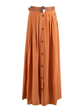 Raquel Diniz bronze crepe de chine Rosie pleated skirt